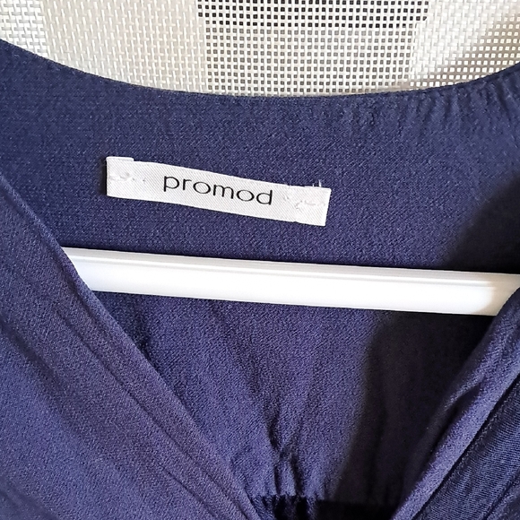 Promod Blue V-Neck 3/4 Sleeve Dress - Picture 2 of 3